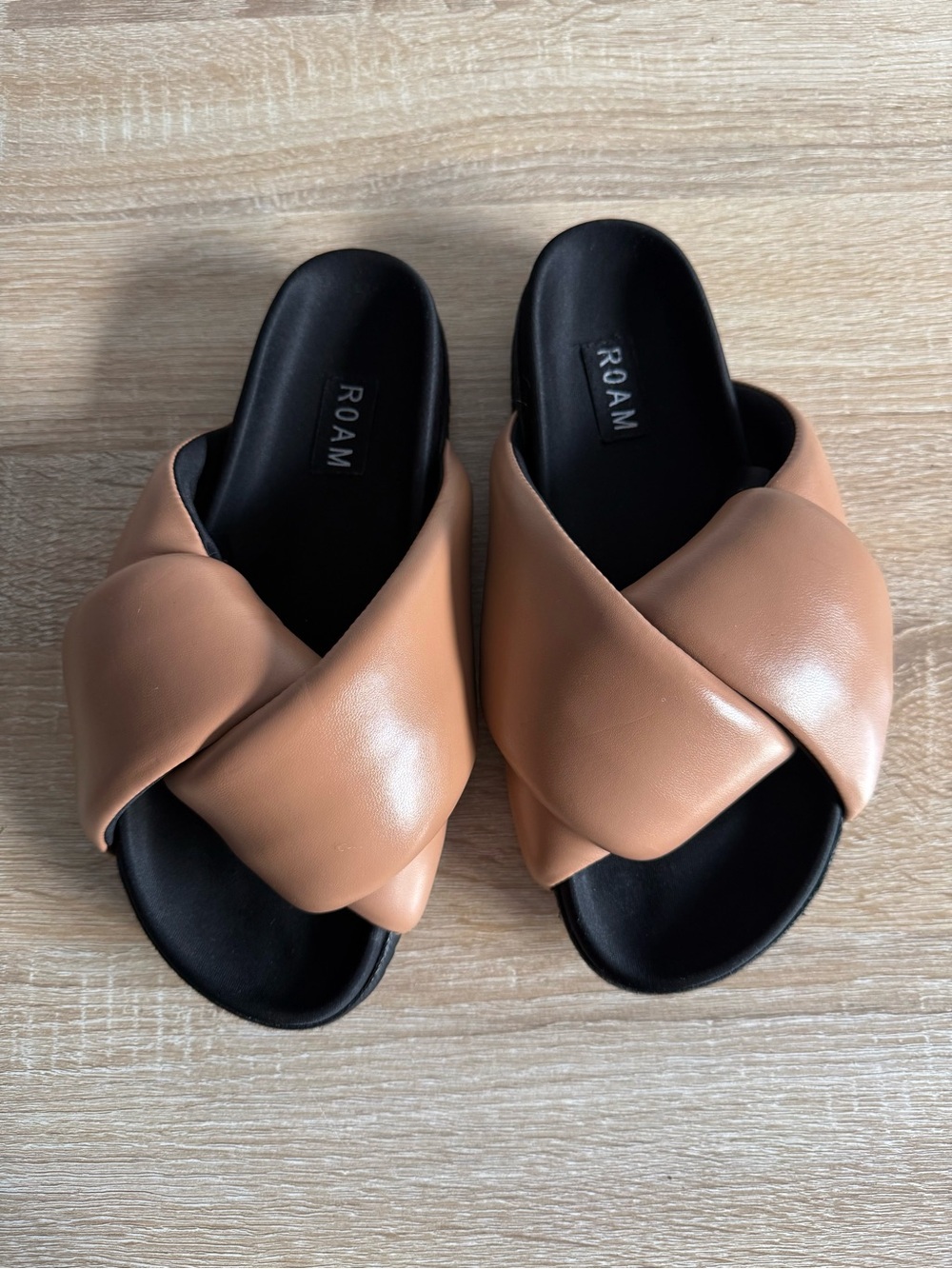 ROAM Foldy Puffy Sandals Tan/nude Slides Women’s 7